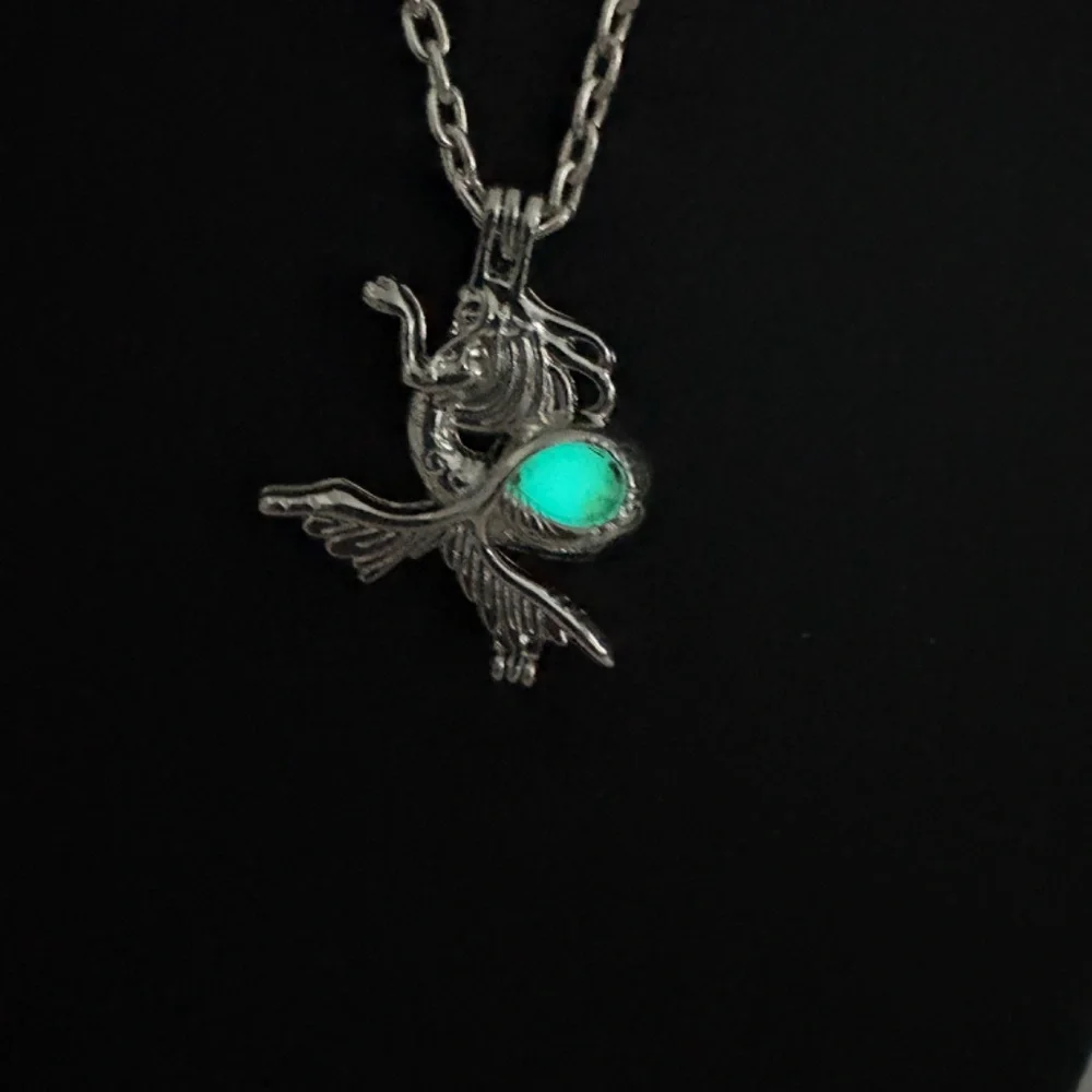 Gothic Like Mermaid Necklace features interior glow-in-the-dark orb!
